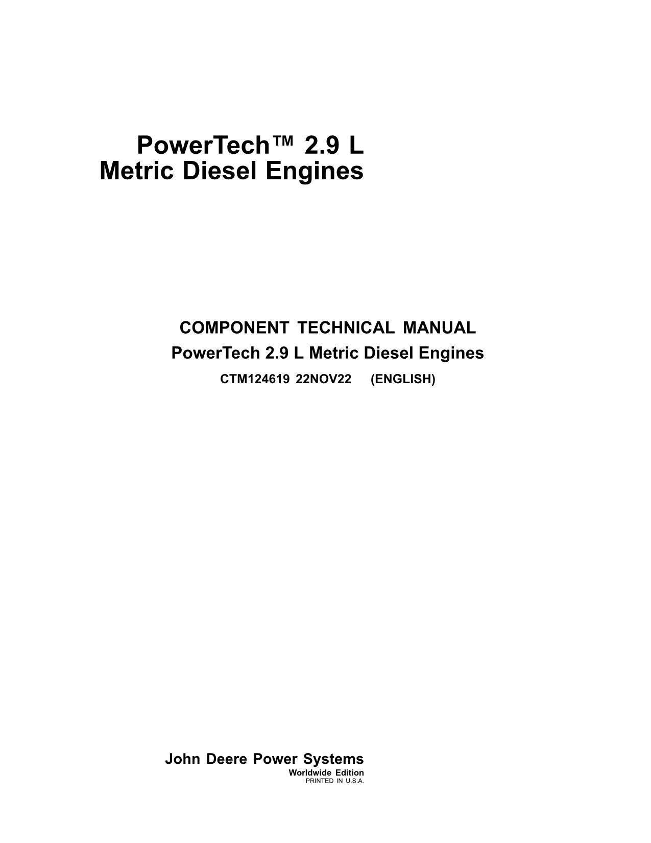 Manuel d'entretien du moteur métrique John Deere PowerTech 2,9 L