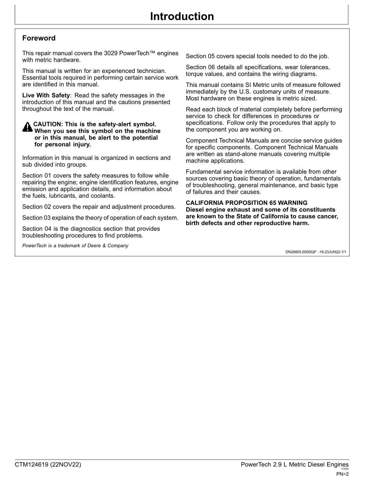 Wartungshandbuch für John Deere PowerTech 2,9-l-Metric-Motoren