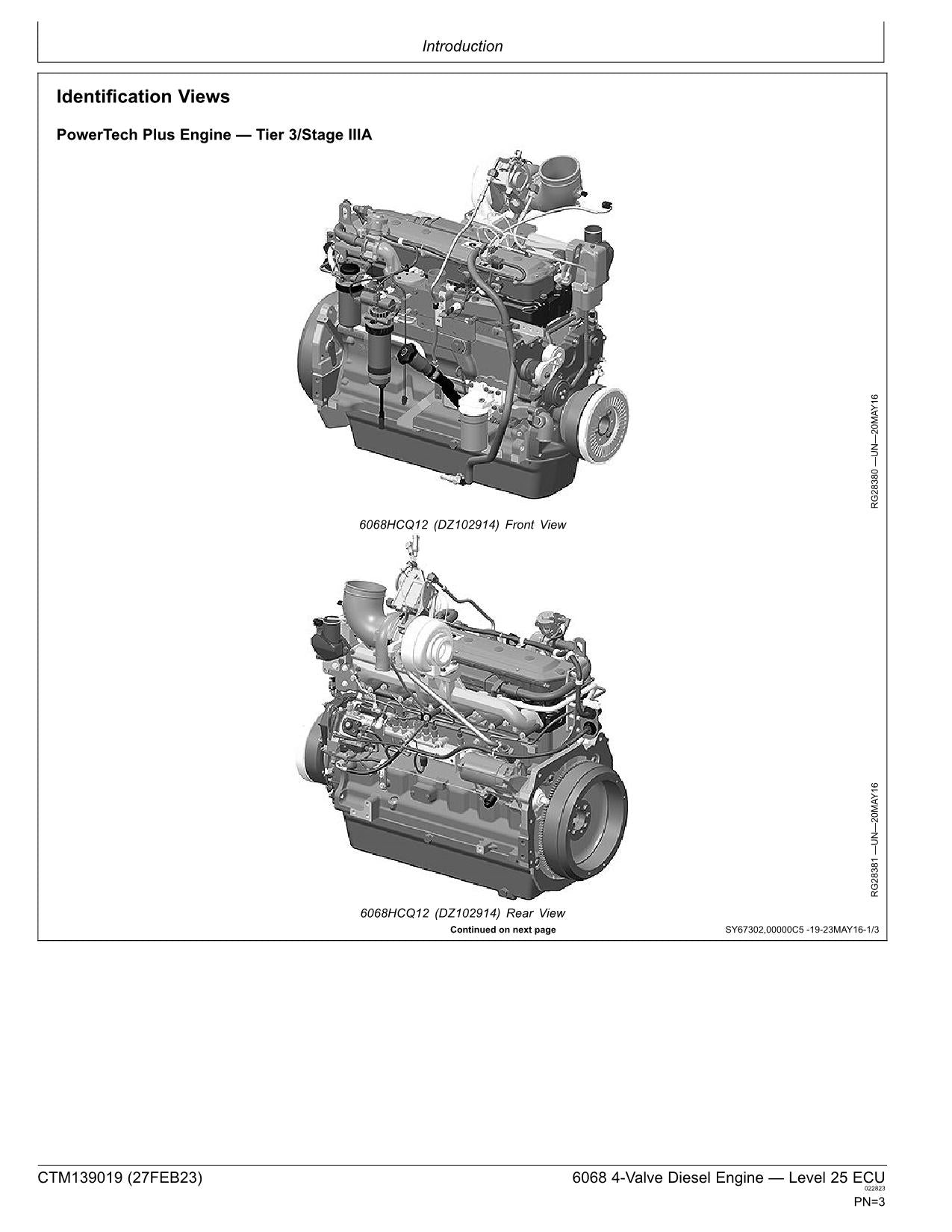 John Deere 6068 4 6.8L Valve Engine Level 25 ECU REPAIR SERVICE MANUAL CTM139019