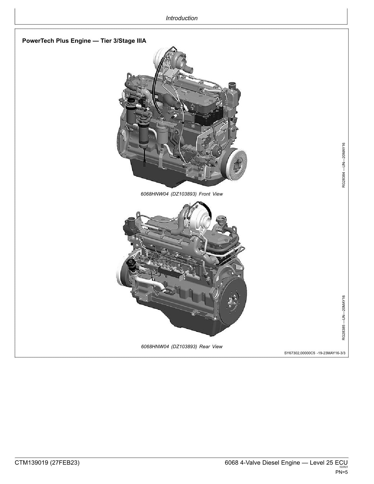 John Deere 6068 4 6.8L Valve Engine Level 25 ECU REPAIR SERVICE MANUAL CTM139019