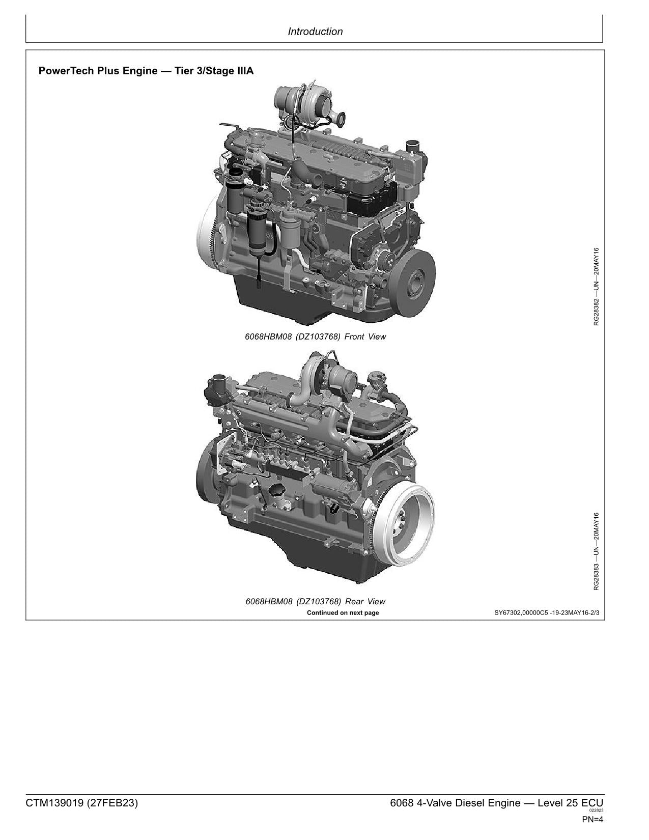 John Deere 6068 4 6.8L Valve Engine Level 25 ECU REPAIR SERVICE MANUAL CTM139019