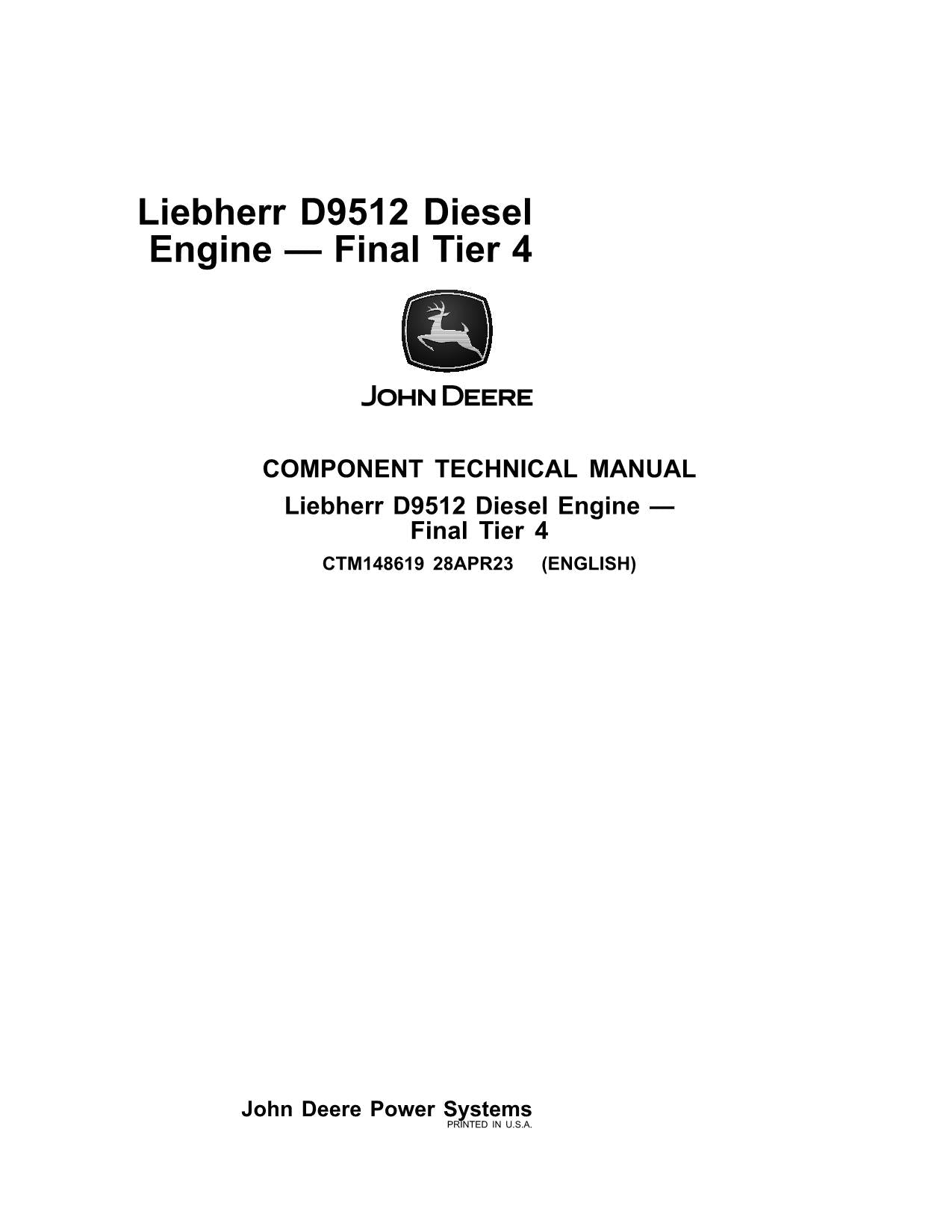 John Deere Liebherr D9512 Motor Final Tier 4 Wartungshandbuch