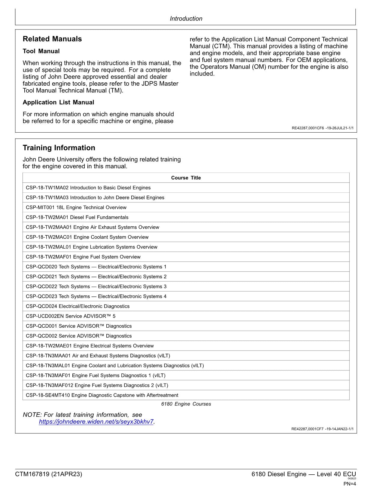 John Deere 6180 Engine Level 40 ECU REPAIR SERVICE TECHNICAL MANUAL CTM167819