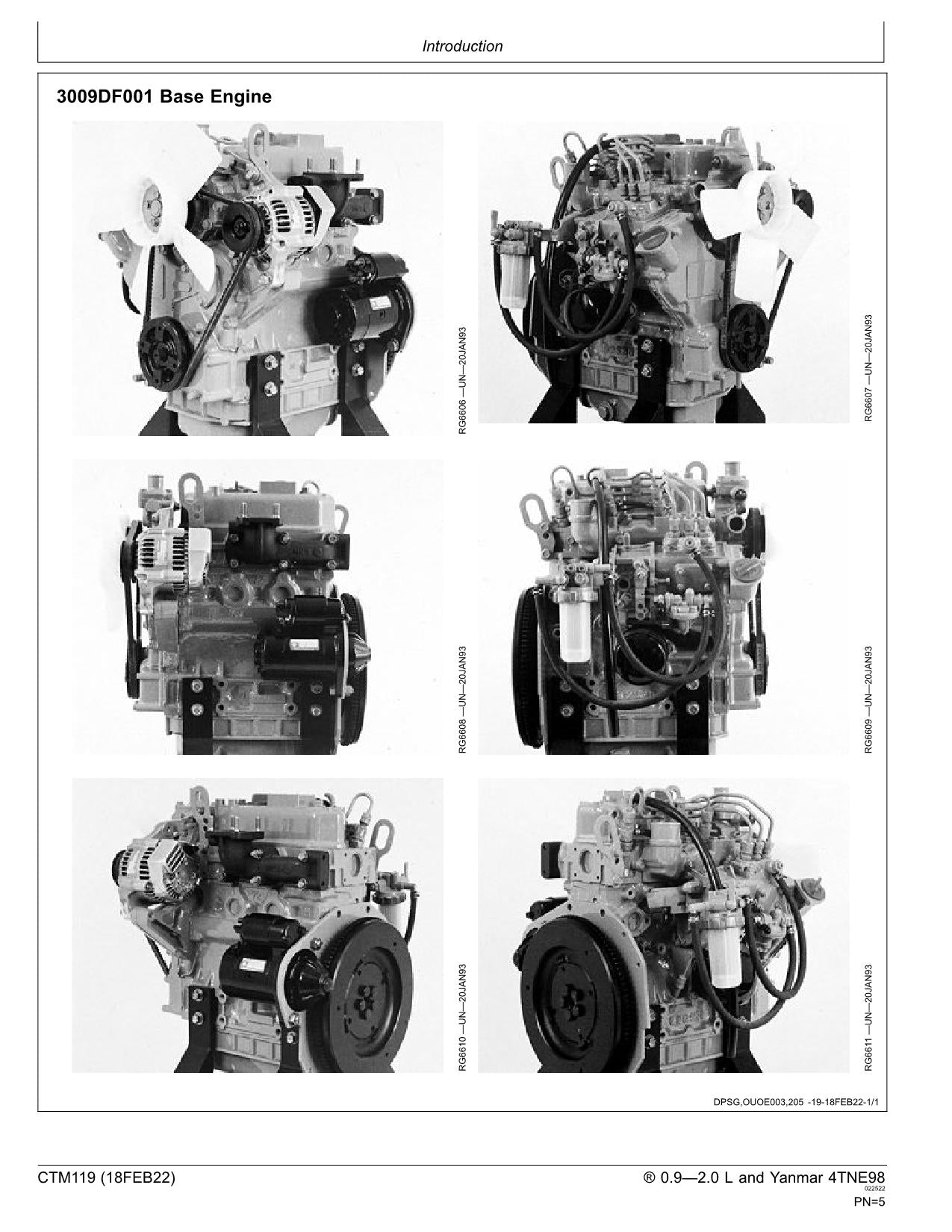 Manuel d'entretien du moteur John Deere Yanmar 3009 3011 3012 0,9 1,1 1,2 1,3 1,5 1,6 L