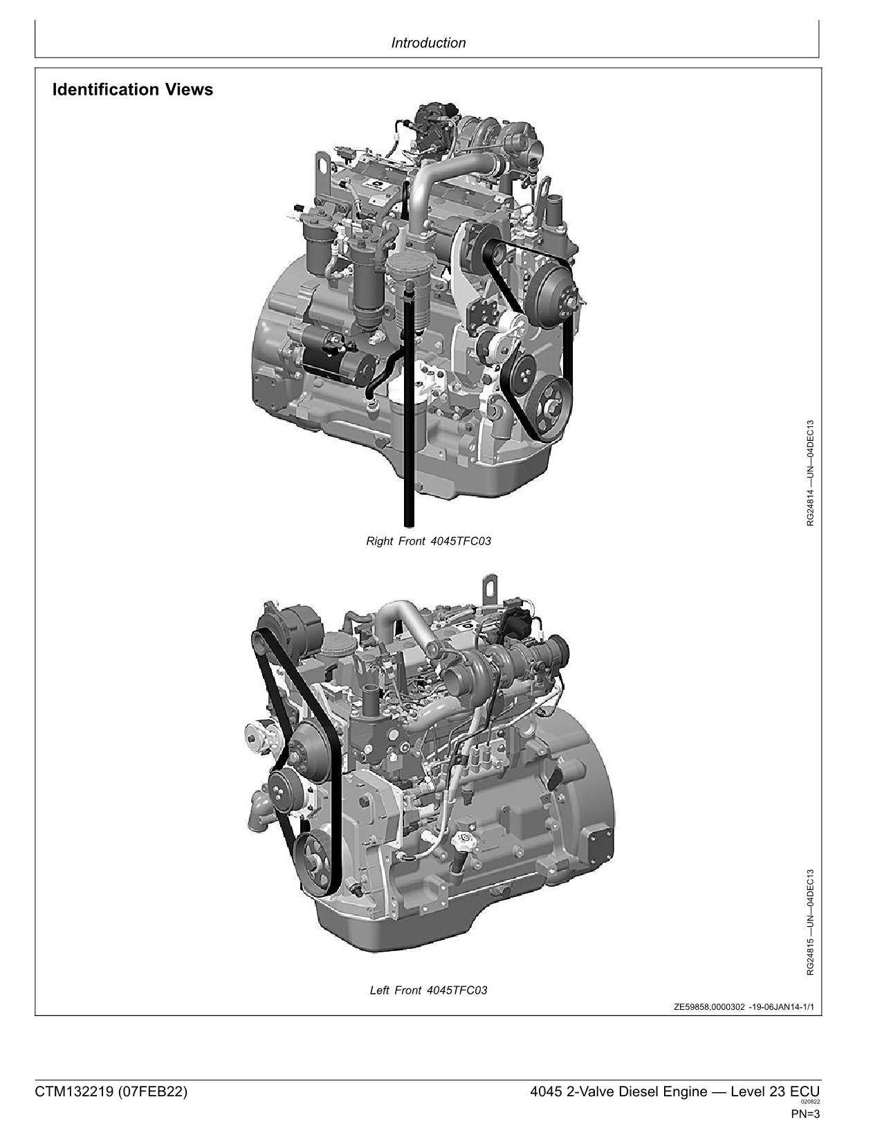 John Deere 4045 4.5L Valve Engine Level 23 ECU REPAIR SERVICE MANUAL CTM132219