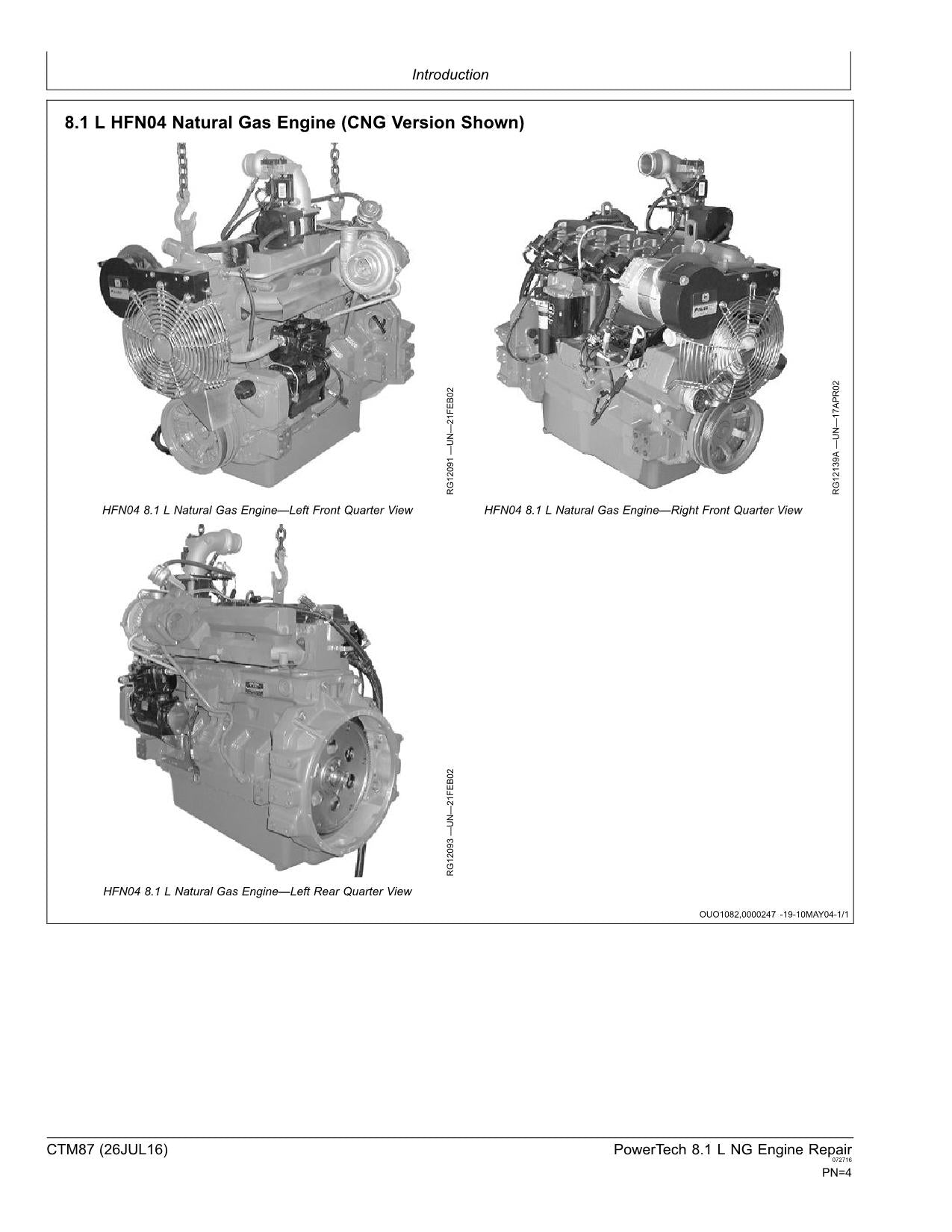 Manuel d'entretien du moteur John Deere PowerTech 8.1 L 6081 NG