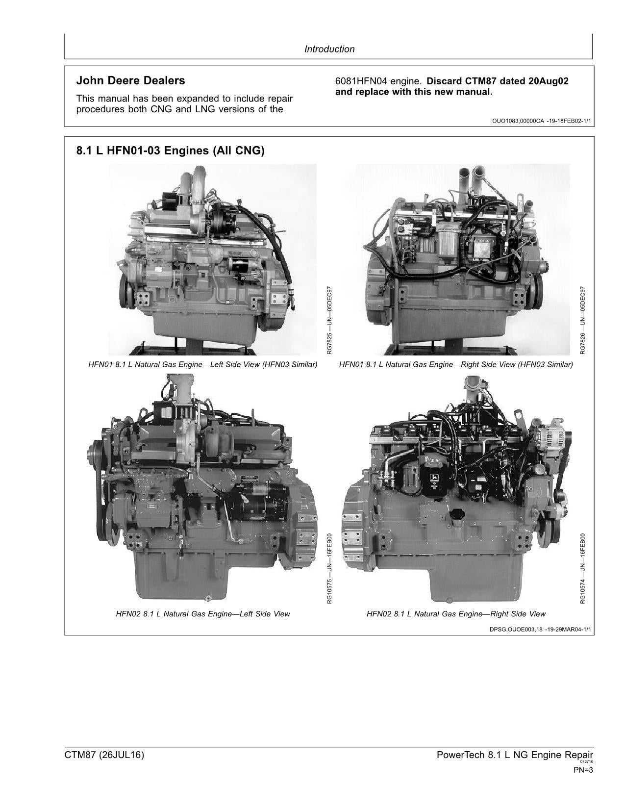 Manuel d'entretien du moteur John Deere PowerTech 8.1 L 6081 NG