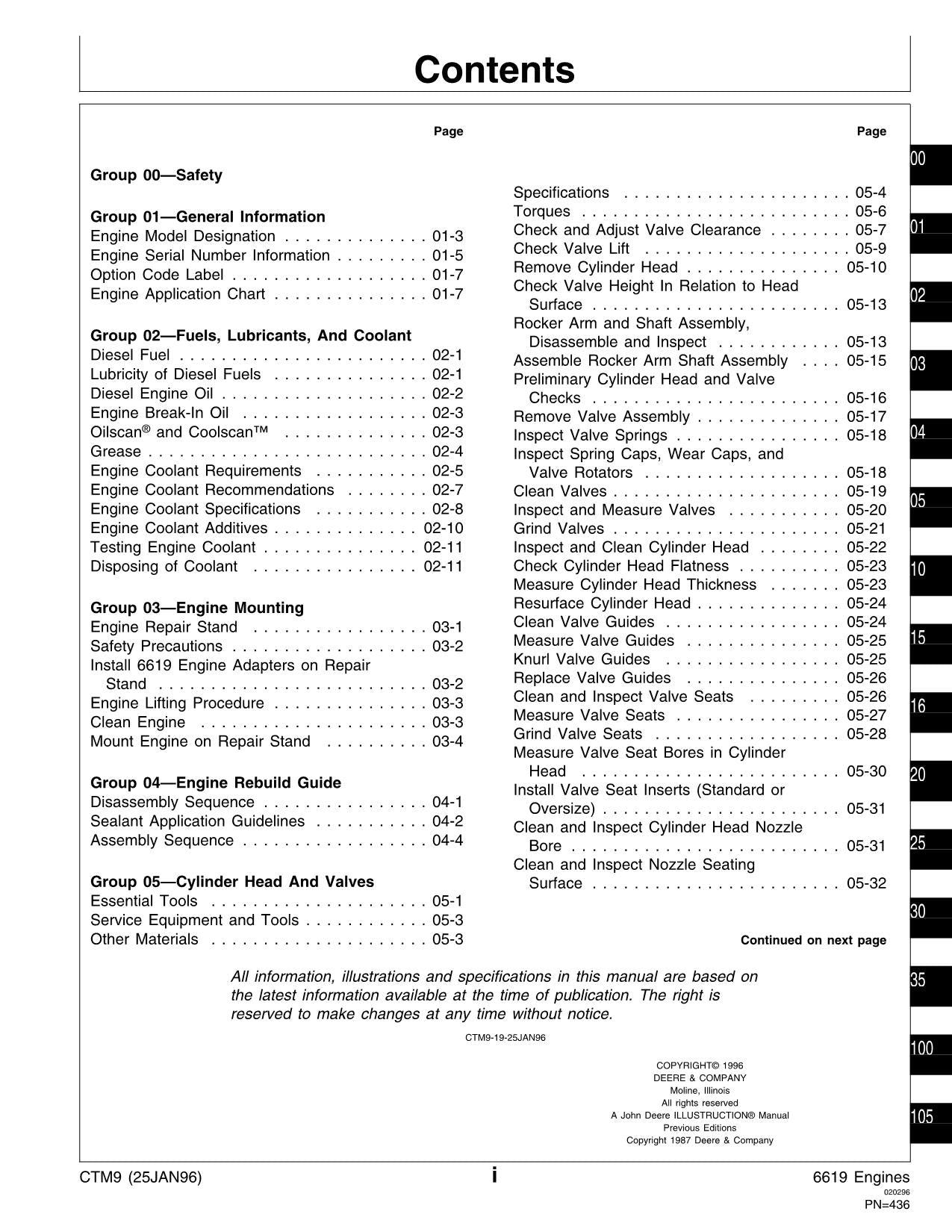 John Deere 5730 8450 8650 8440 Serie 500 6619 Motor-Servicehandbuch