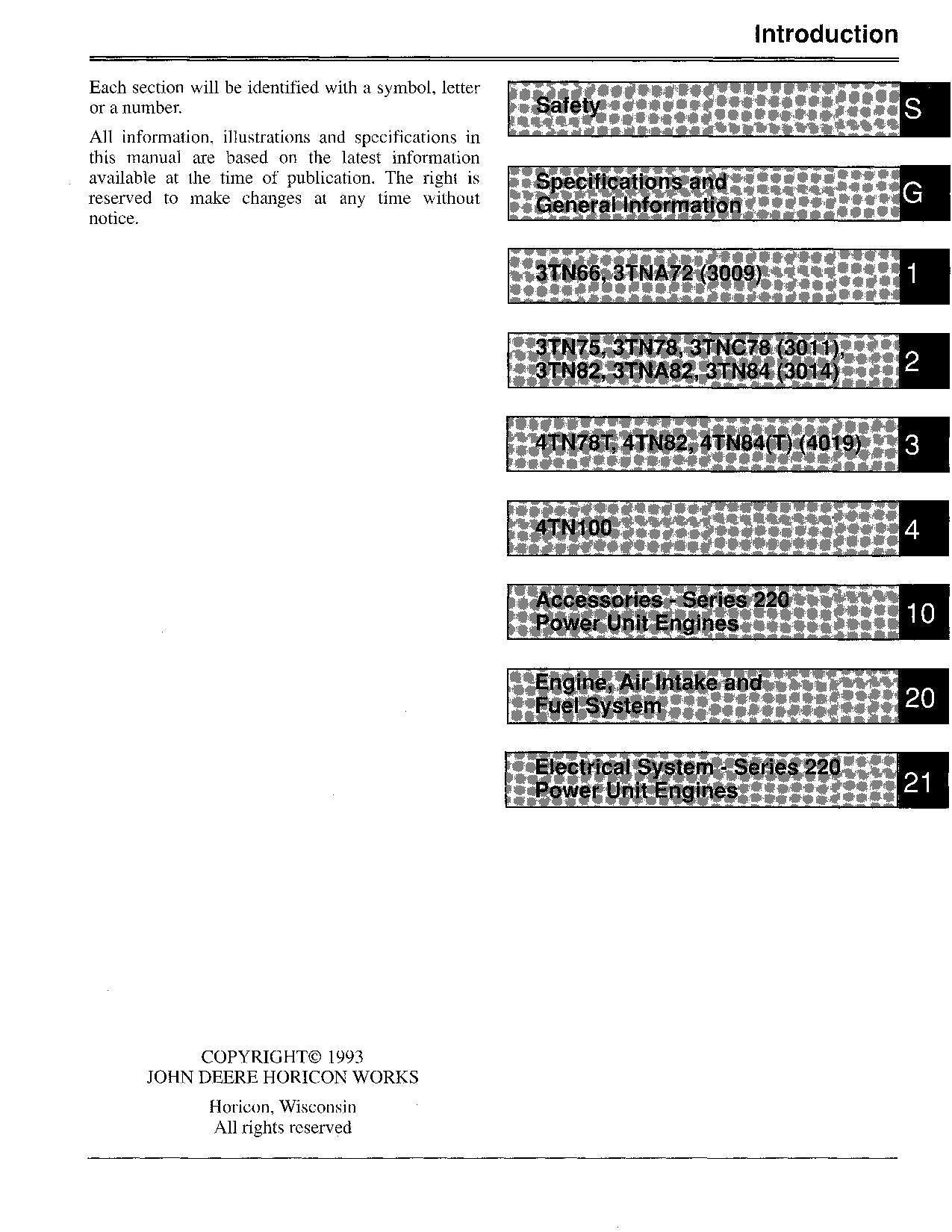 John Deere SERIES 220 ENIGINE REPAIR SERVICE TECHNICAL MANUAL CTM3