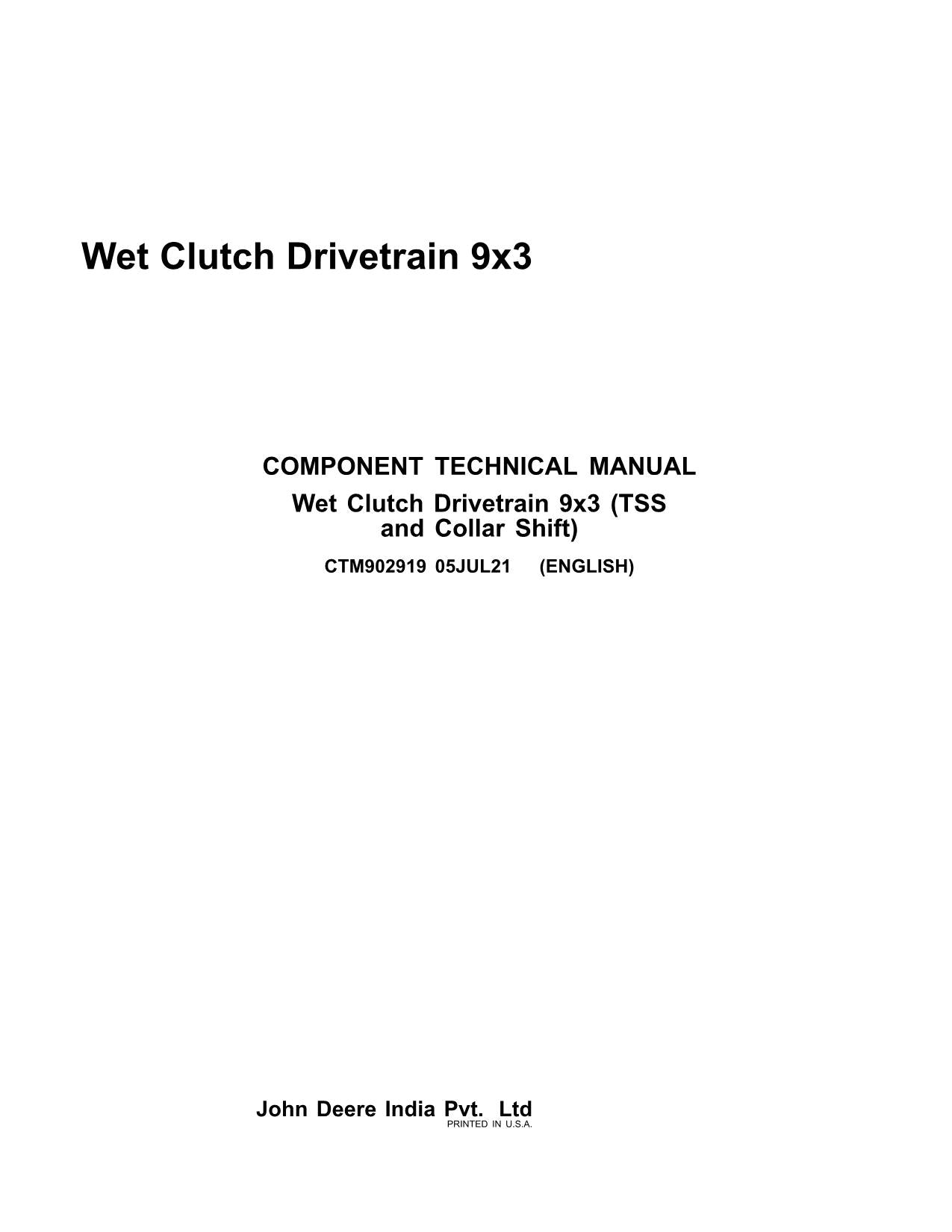 JOHN DEERE 5310 5610 5405 Clutch DRIVETRAIN 9x3 TRANSMISSION SERVICE MANUAL