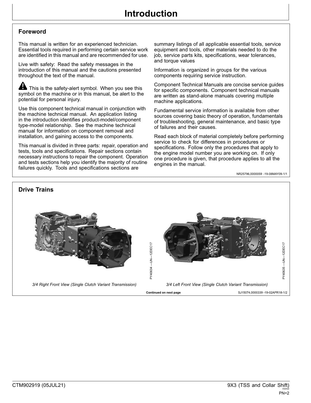 JOHN DEERE 5310 5610 5405 Clutch DRIVETRAIN 9x3 TRANSMISSION SERVICE MANUAL