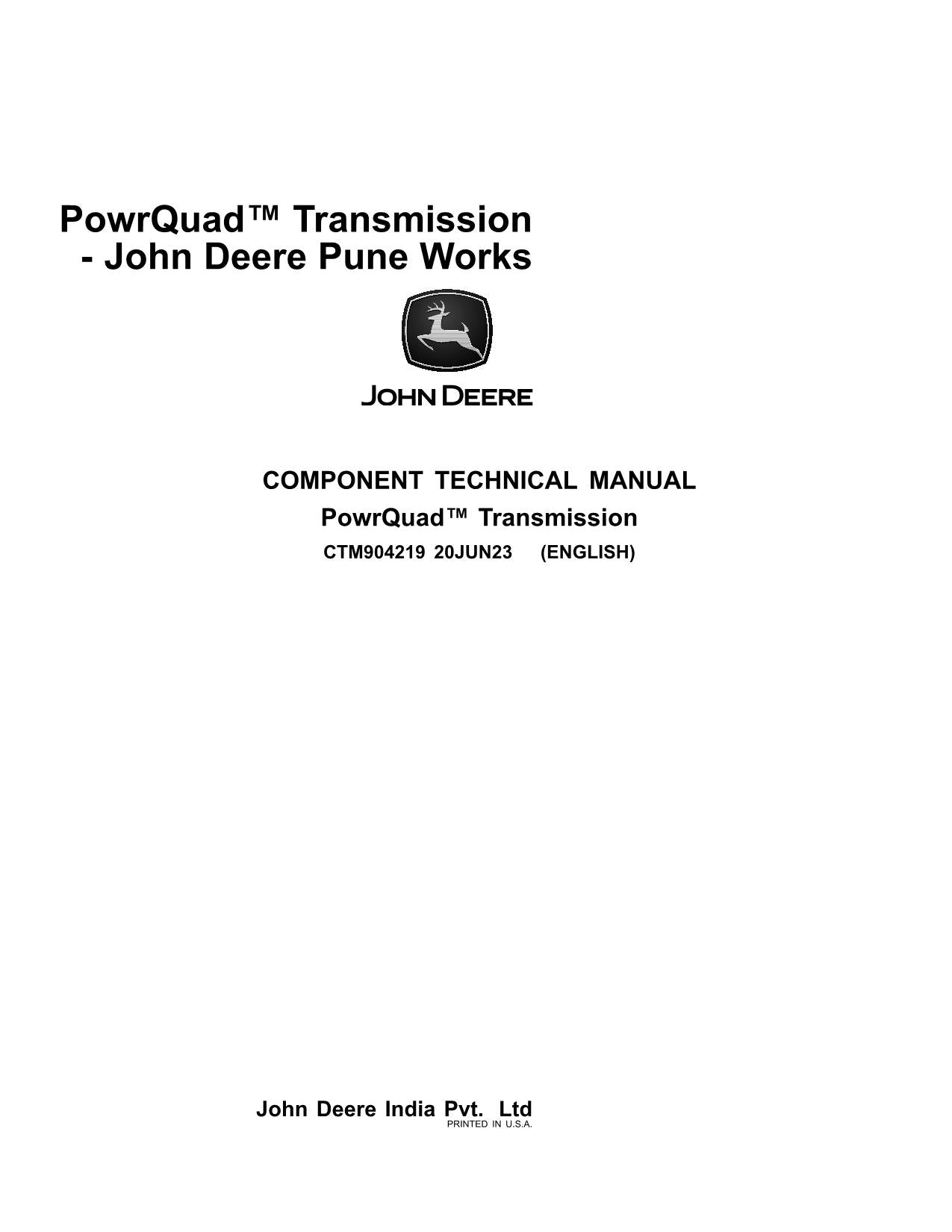 JOHN DEERE 5120M 5130M 5095M 5105M POWRQUAD TRANSMISSION SERVICE MANUAL