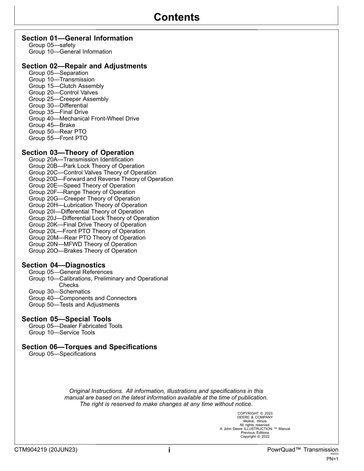 JOHN DEERE 5120M 5130M 5095M 5105M POWRQUAD TRANSMISSION SERVICE MANUAL