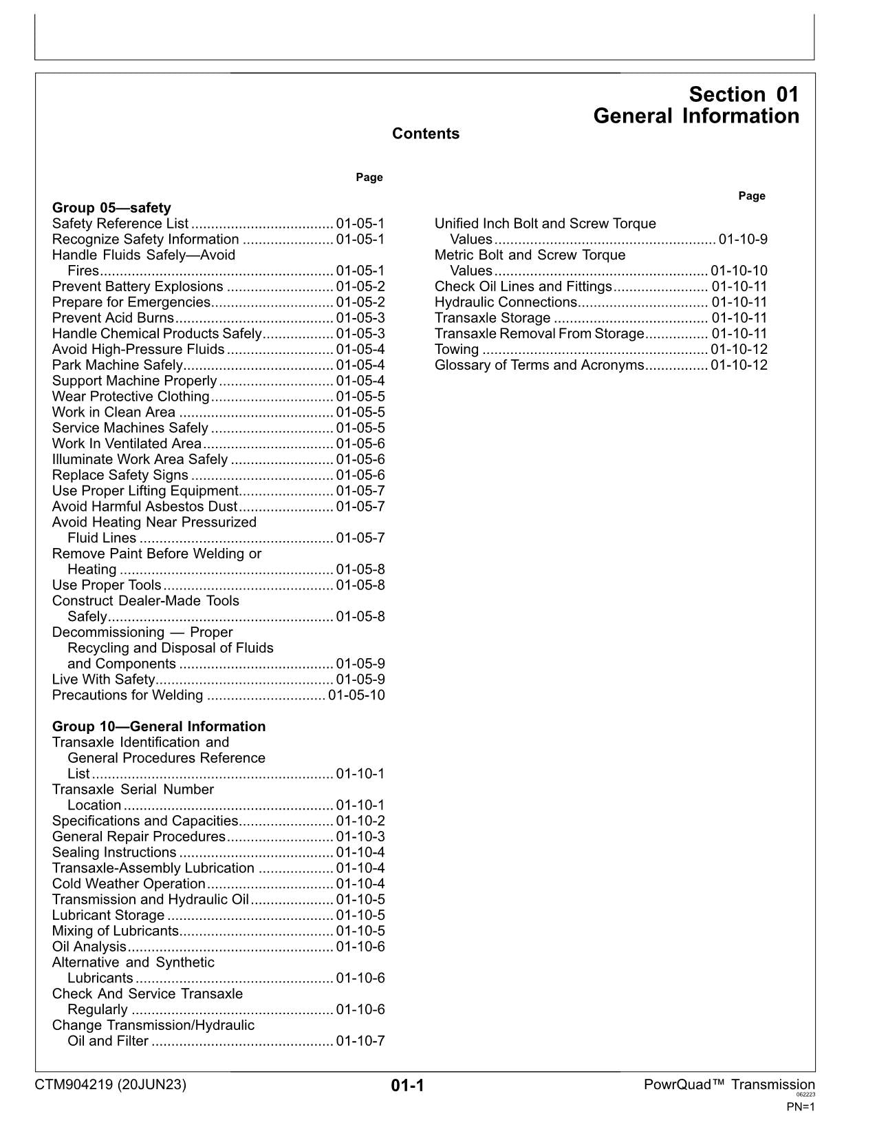 JOHN DEERE 5120M 5130M 5095M 5105M POWRQUAD TRANSMISSION SERVICE MANUAL