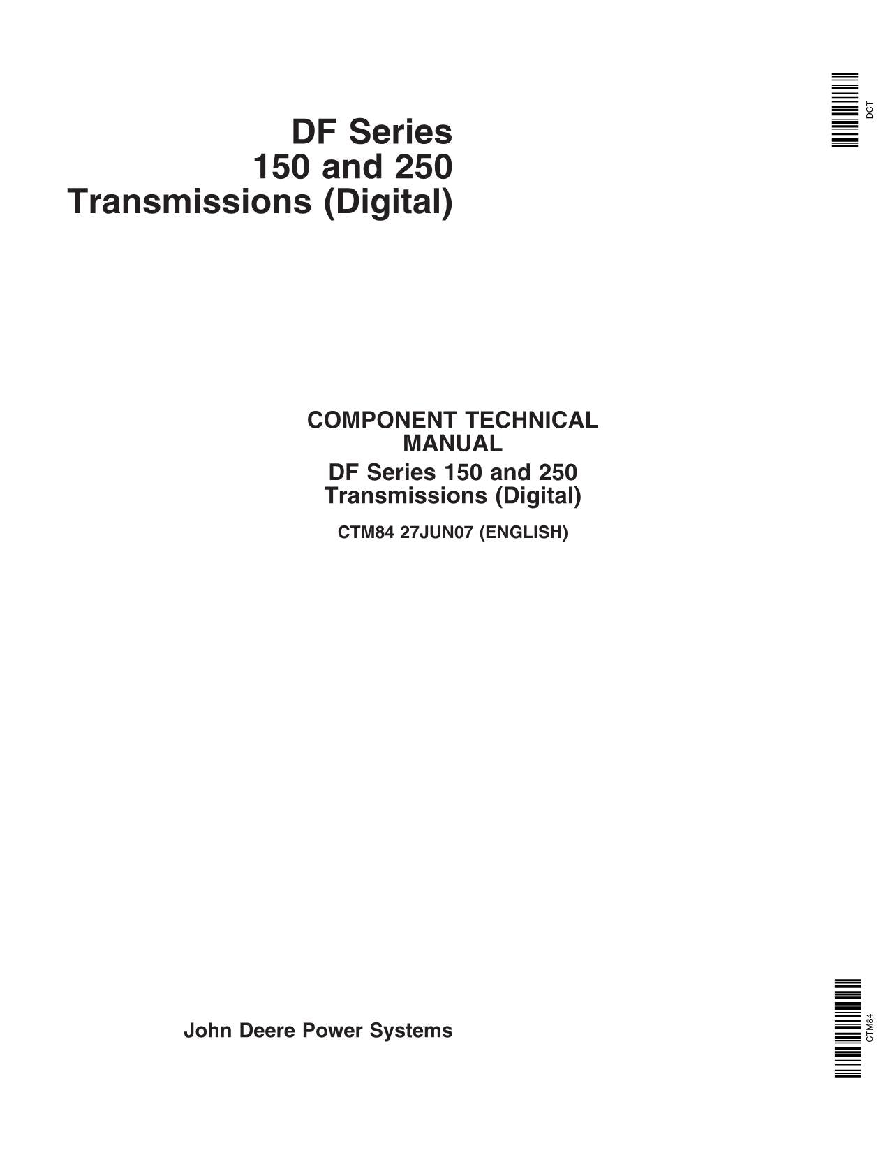 JOHN DEERE 150 250 DF SERIES DIGITAL TRANSMISSION SERVICE MANUAL