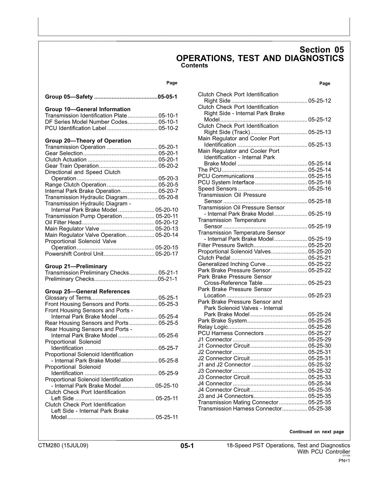 JOHN DEERE 9220 9320 9420 9520 TRANSMISSION OPERATIONS TEST DIAGNOSTIC MANUAL