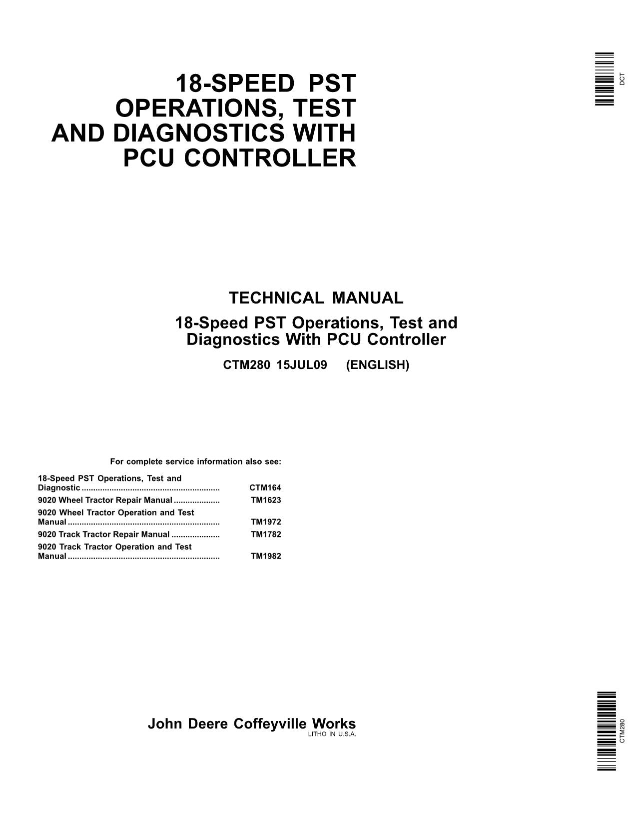 JOHN DEERE 9120 9420T 9520T 9620 TRANSMISSION OPERATIONS TEST DIAGNOSTIC MANUAL