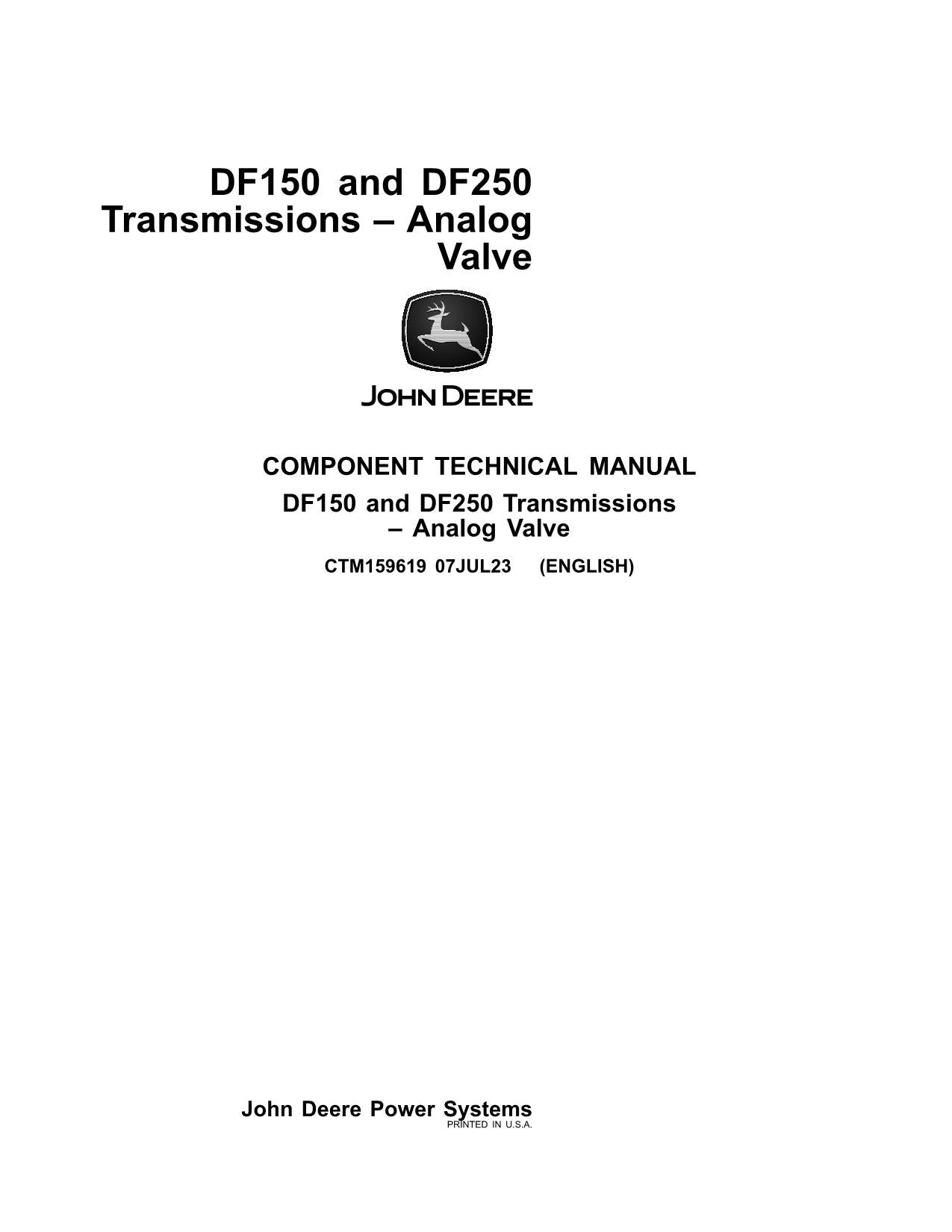 JOHN DEERE DF150 DF250 ANALOG VALVE TRANSMISSION SERVICE MANUAL