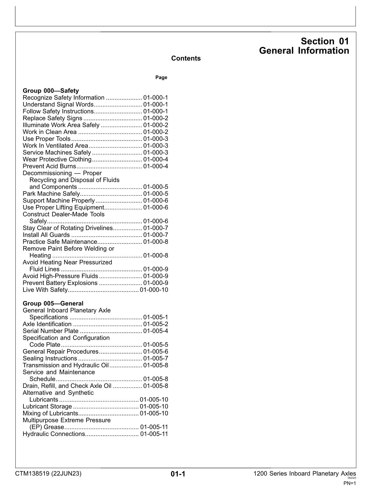 JOHN DEERE 1200 SERIES INBOARD PLANETARY AXLE REPAIR SERVICE MANUAL CTM138519