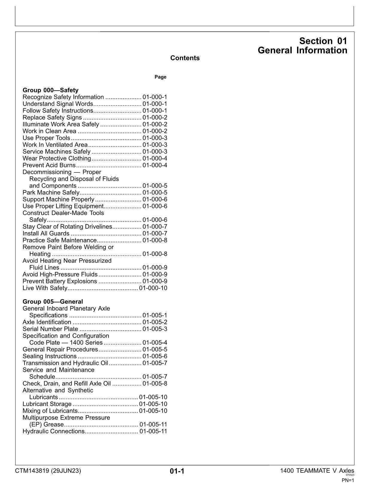 JOHN DEERE TEAMMATE 1400 SERIES V INBOARD PLANETARY AXLE REPAIR SERVICE MANUAL