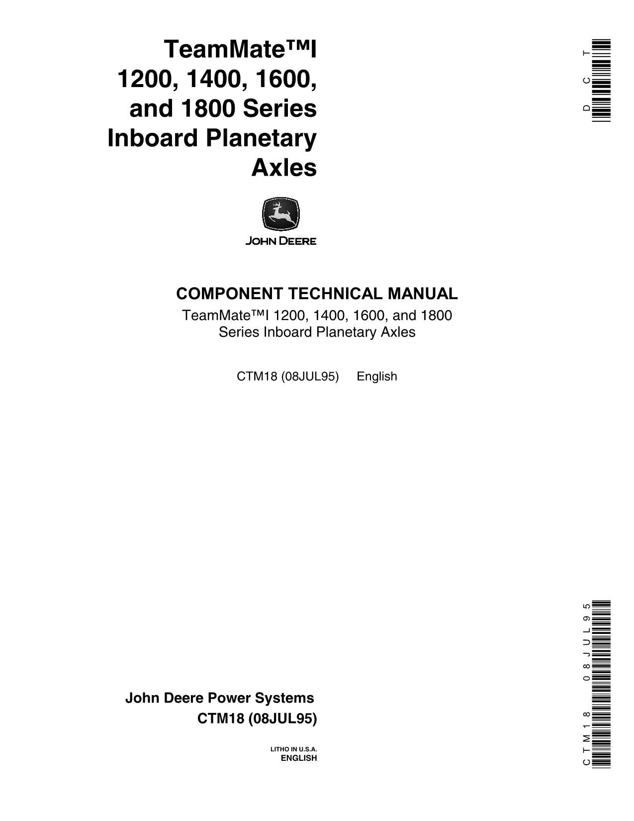 JOHN DEERE 8570 8560 8760 8960 8770 8870 INBOARD PLANETARY AXLE SERVICE MANUAL