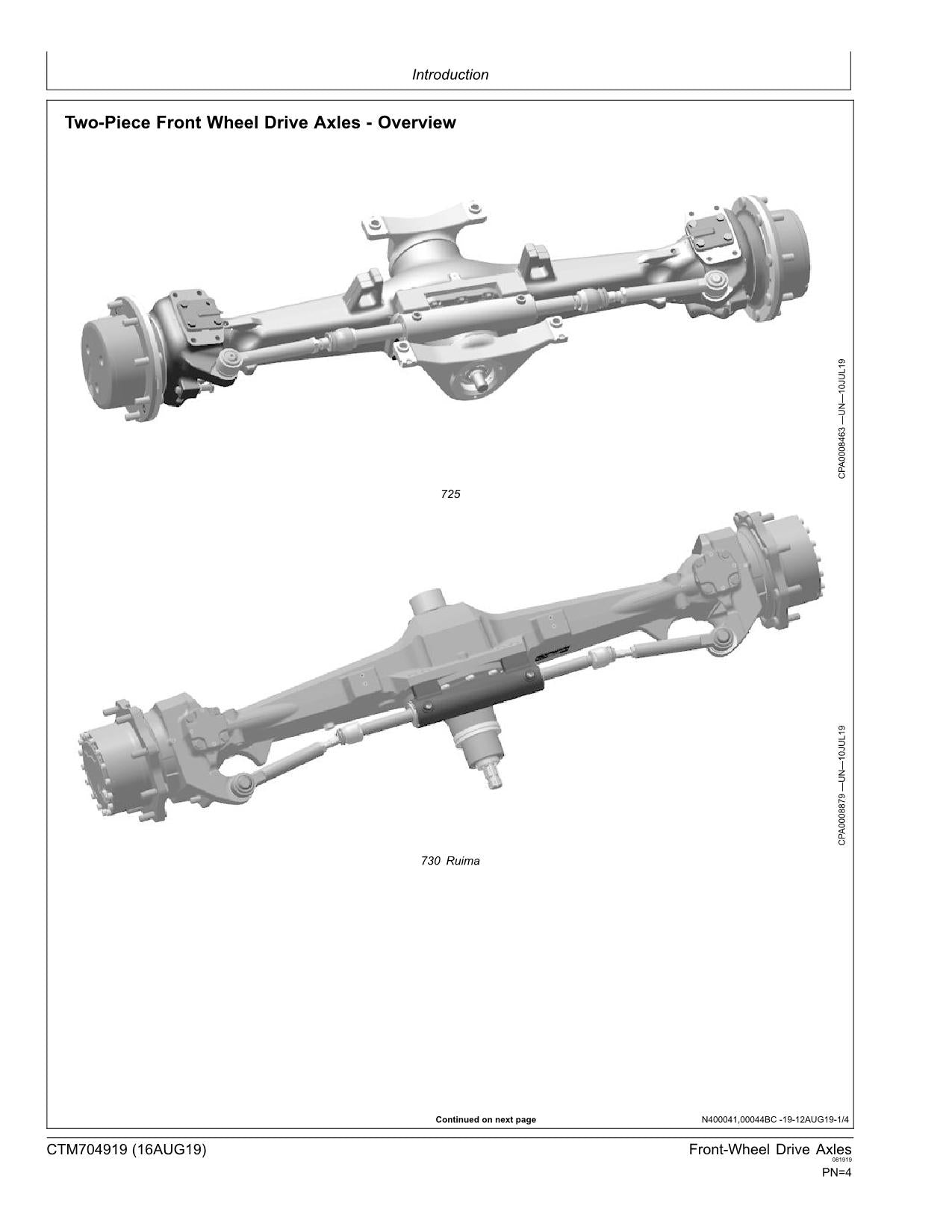 JOHN DEERE 6B1104 6B1204 6B1404 6B954 6A1354 6135B 6095B AXLE SERVICE MANUAL