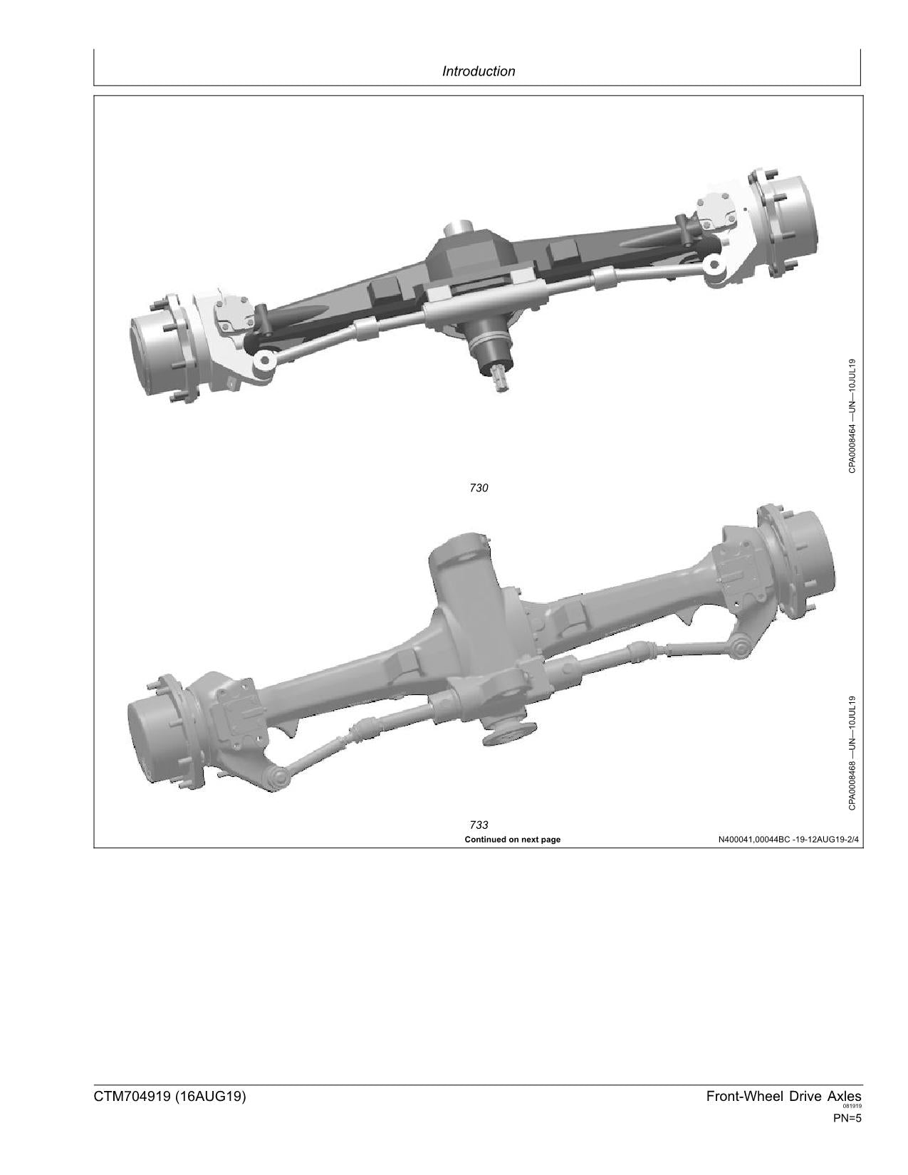 JOHN DEERE 6B1104 6B1204 6B1404 6B954 6A1354 6135B 6095B AXLE SERVICE MANUAL