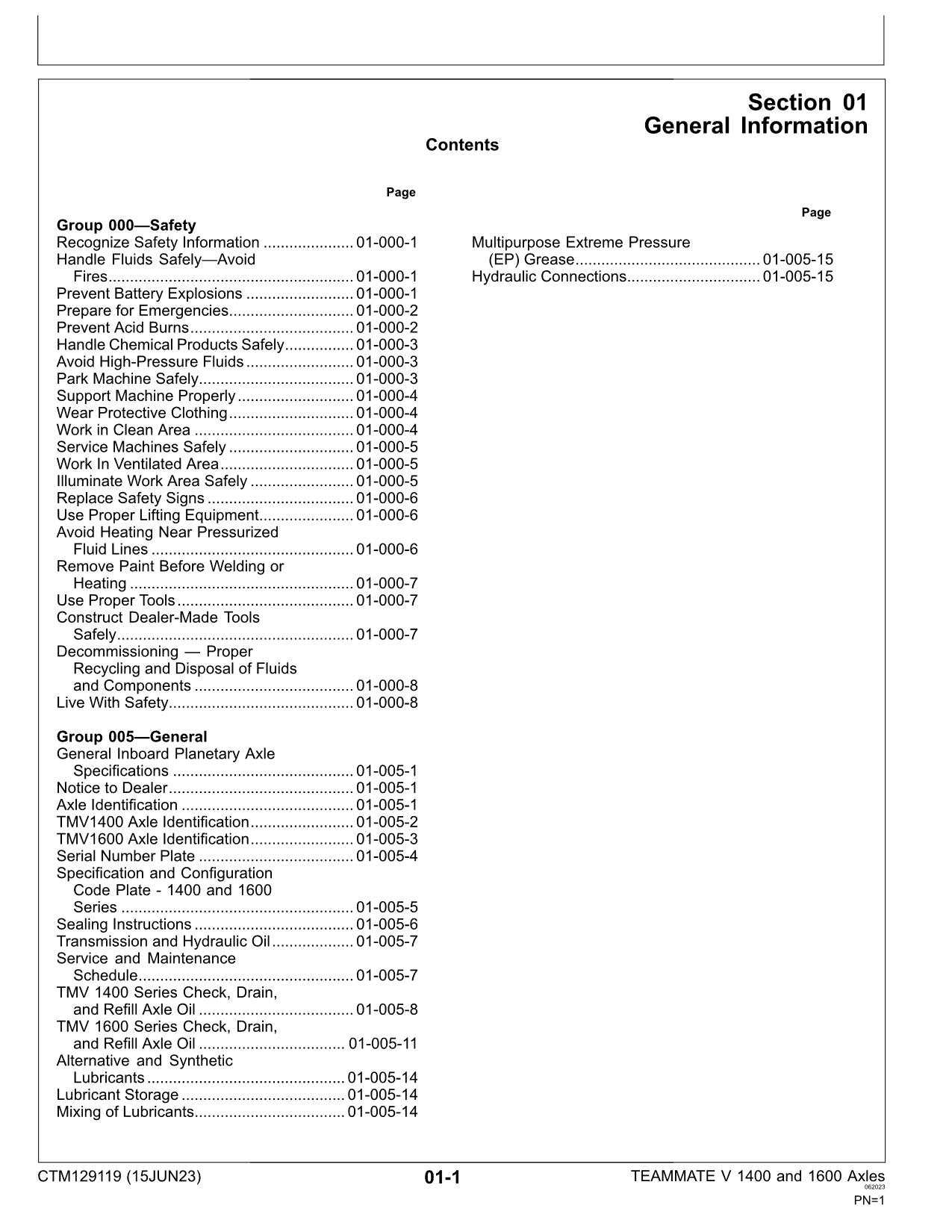 JOHN DEERE TEAMMATE TM V1400 1600 SERIES INBOARD PLANETARY AXLE SERVICE MANUAL