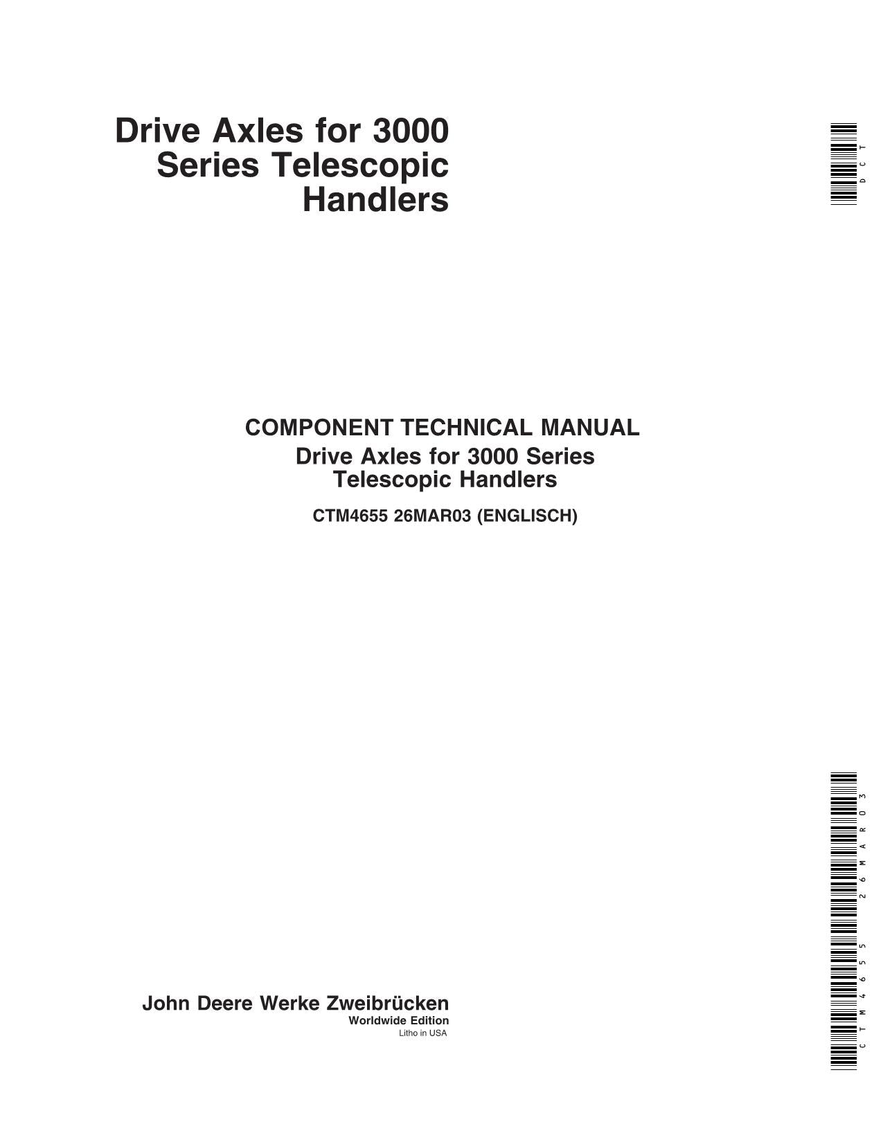 JOHN DEERE 3200 3400 3800 3215 ANTRIEBSACHSEN FÜR TELESKOPLADER SERVICEHANDBUCH