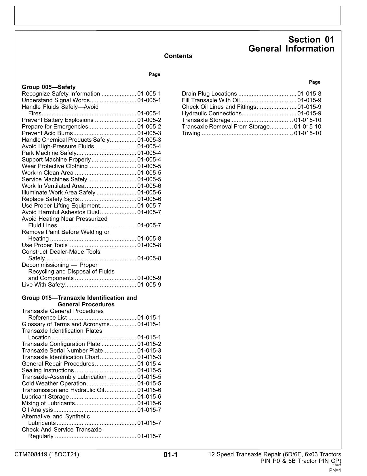 JOHN DEERE 6B-1104 6125E 6115E 6125D SPEED TRANSAXLE REPAIR SERVICE MANUAL