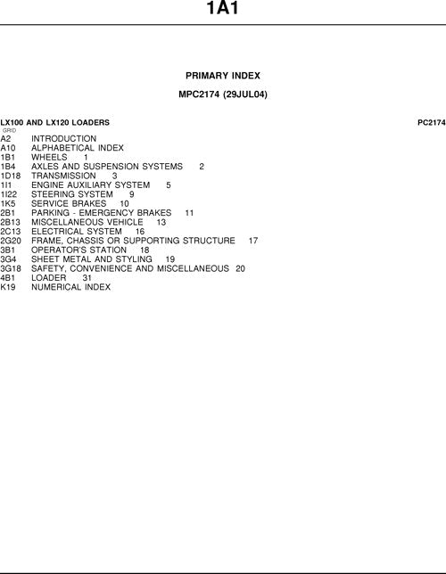 HITACHI LX100 LX120 LOADER PARTS CATALOG MANUAL