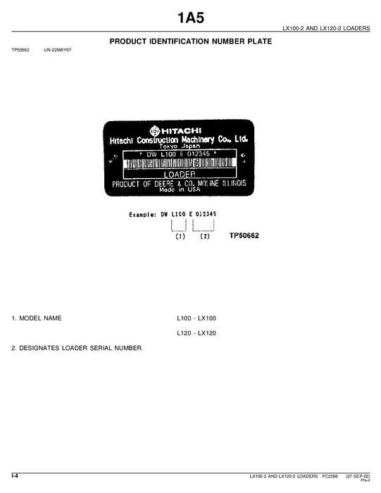 HITACHI LX100-2 LX120-2 LADER-TEILEKATALOGHANDBUCH