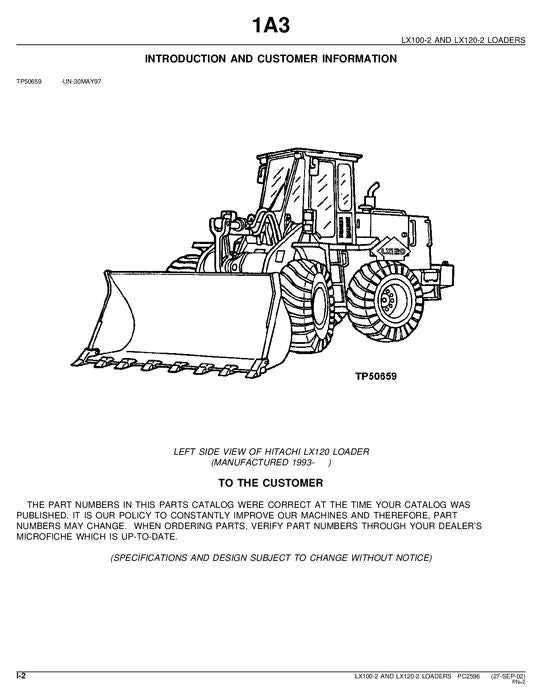 HITACHI LX100-2 LX120-2 LADER-TEILEKATALOGHANDBUCH