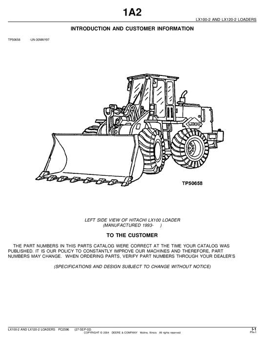 HITACHI LX100-2 LX120-2 LADER-TEILEKATALOGHANDBUCH