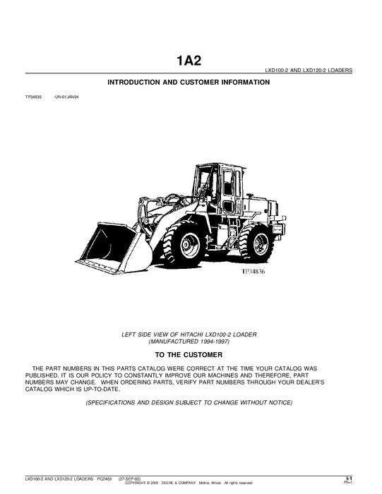 HITACHI LXD100-2 LXD120-2 LADER-TEILEKATALOGHANDBUCH