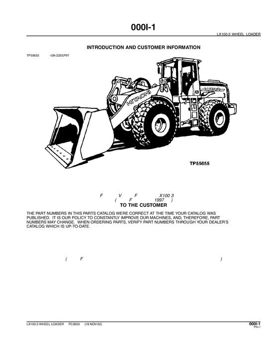 HITACHI JOHN DEERE EX100-3 LADER ERSATZTEILEKATALOGHANDBUCH