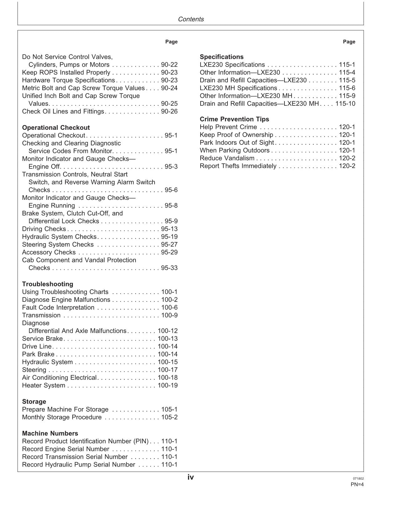 HITACHI LXE230 LOADER OPERATORS MANUAL SER 581928-