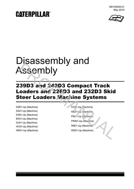 Caterpillar 239D3 249D3 226D3 232D3 Lader Servicehandbuch Demontage Montage