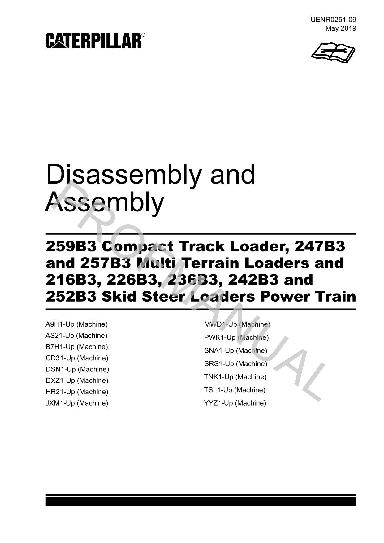 Caterpillar 226B3 236B3 242B3 252B3 Power Train Service Manual Disassem Assem