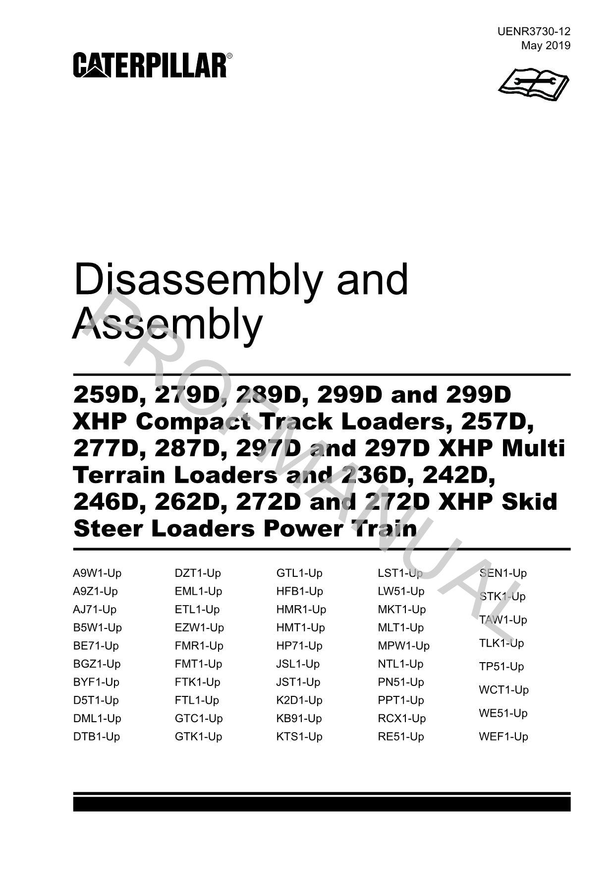 Caterpillar 259D 279D 289D 299D Lader Antriebsstrang Servicehandbuch Demontage Montage