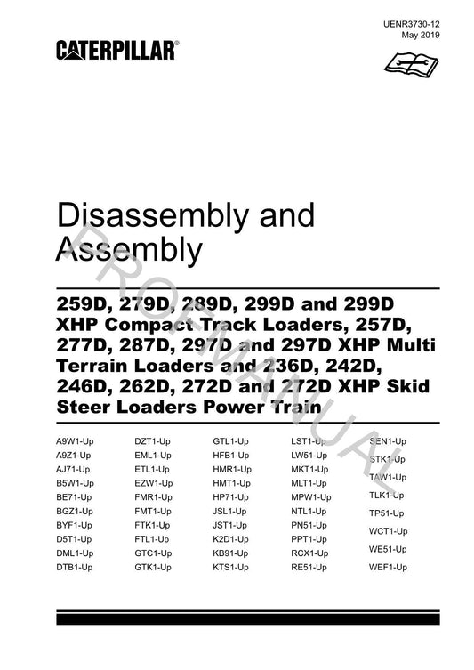 Caterpillar 259D 279D 289D 299D Lader Antriebsstrang Servicehandbuch Demontage Montage