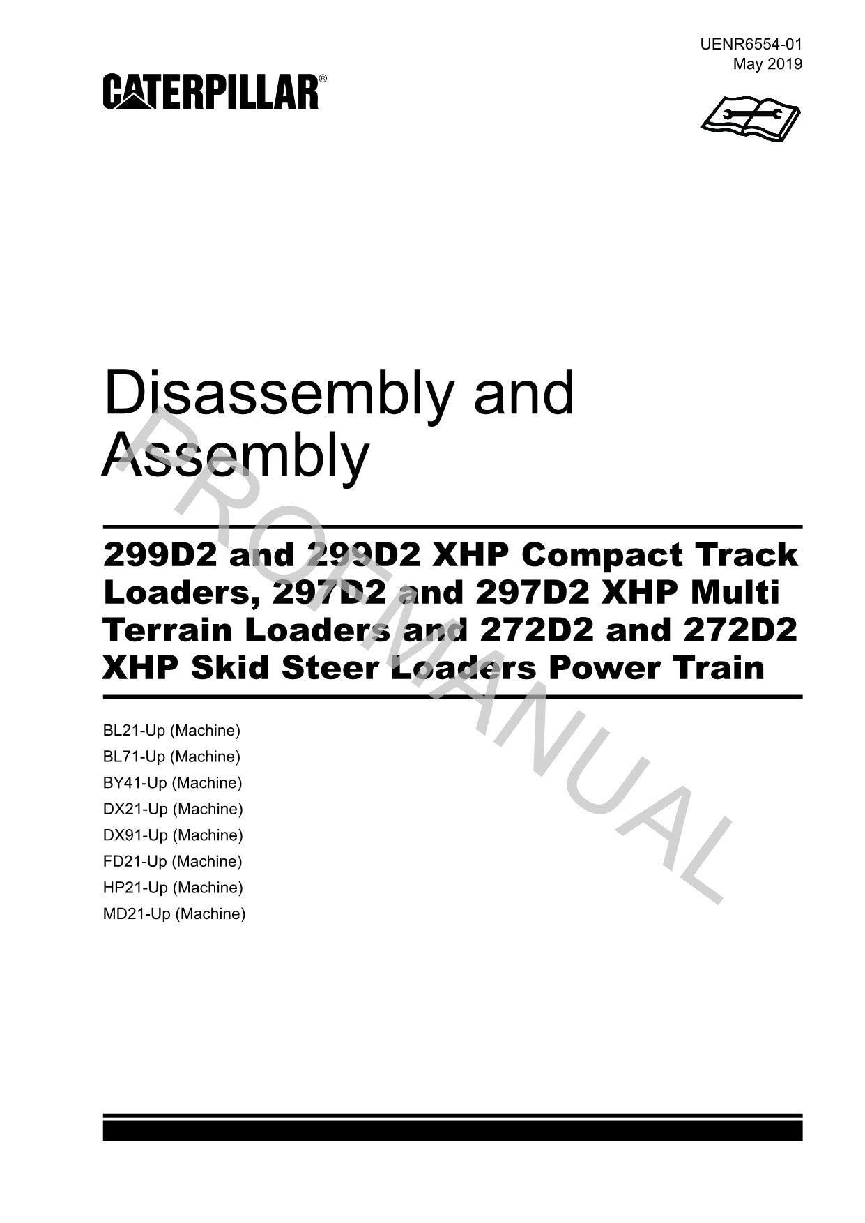 Caterpillar 299D2 297D2 272D2 Loader Power Train Service Manual Disassem Assem