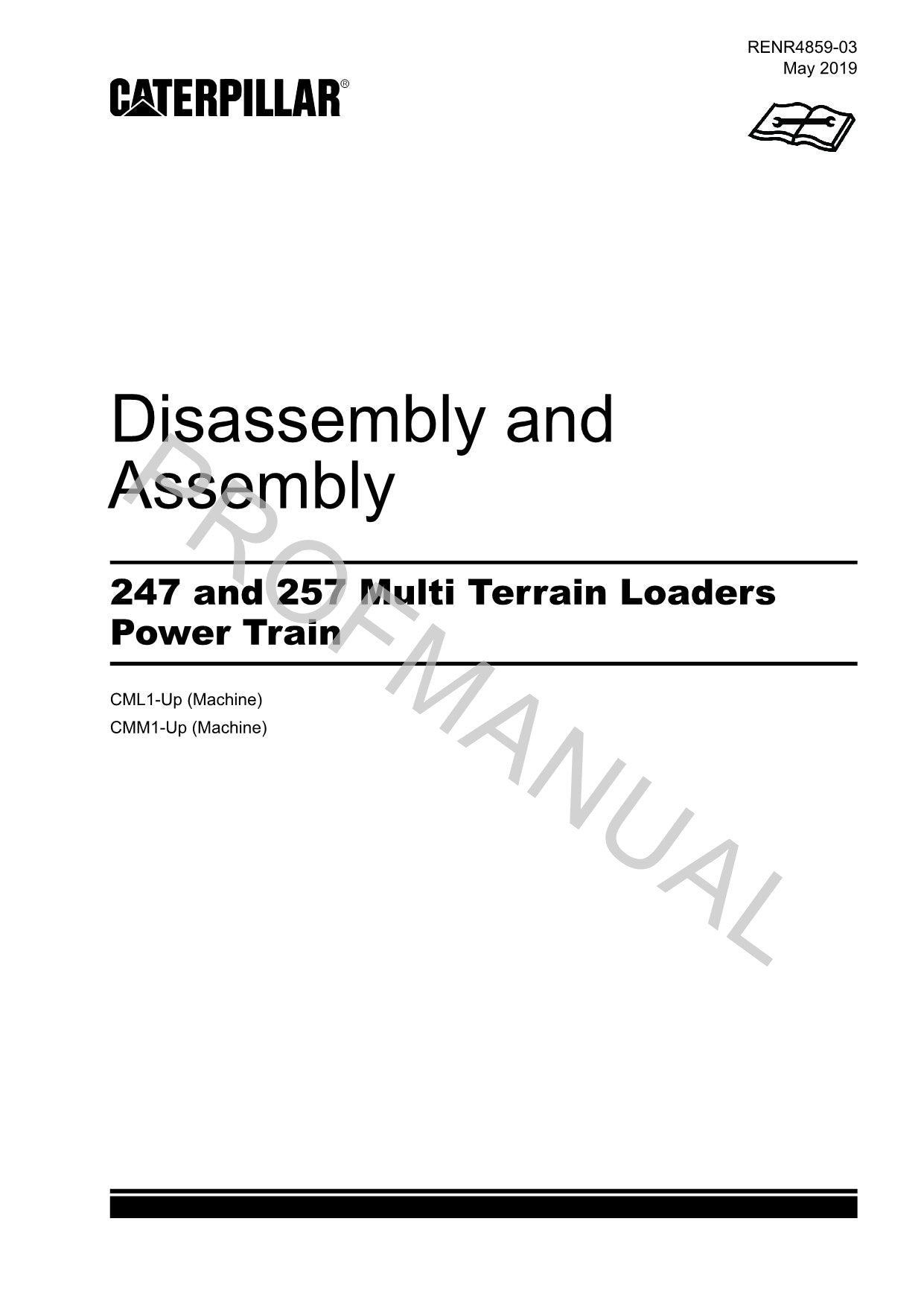 Caterpillar Cat 247 257 Loader Power Train Service Manual Disassem Assem