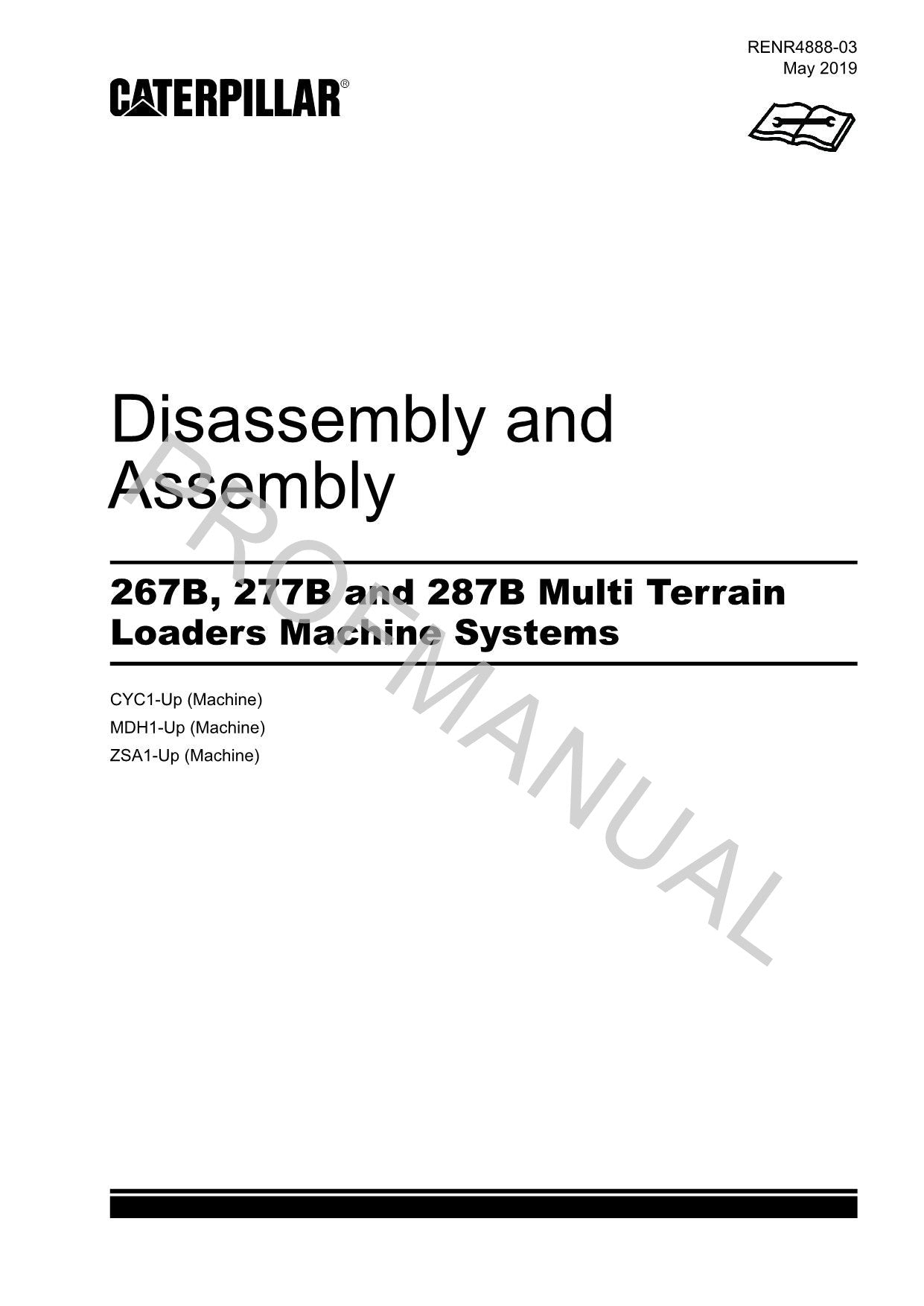 Caterpillar 267B 277B 287B Loader Suppl Service Manual Disassem Assem