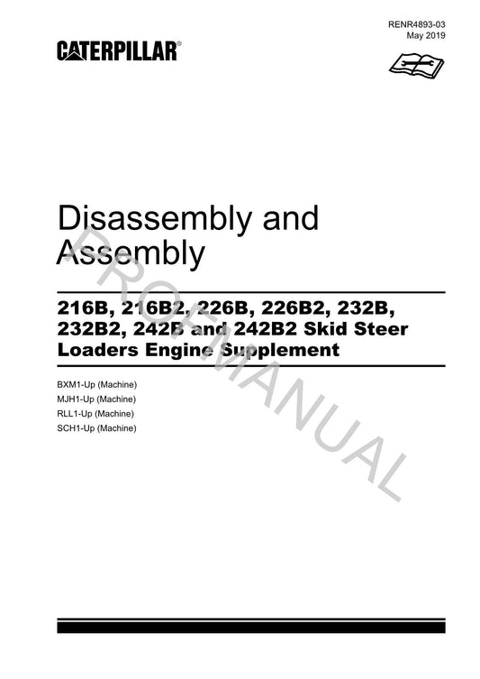 Caterpillar 216B 216B2 226B 226B2 Lader Motorzubehör Servicehandbuch Demontage