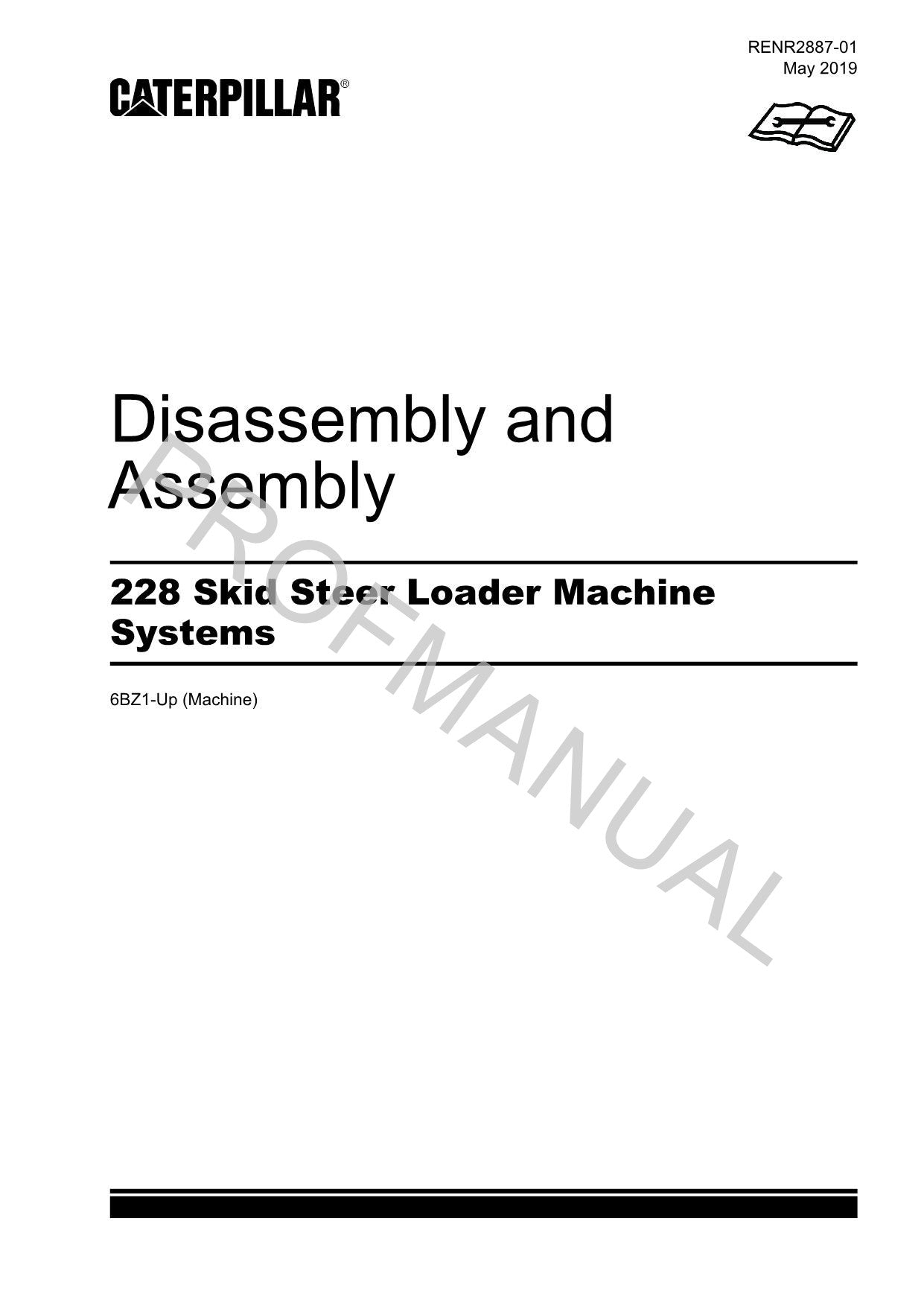 Caterpillar Cat 228 Skid Steer Loader Suppl Service Manual Disassem Assem