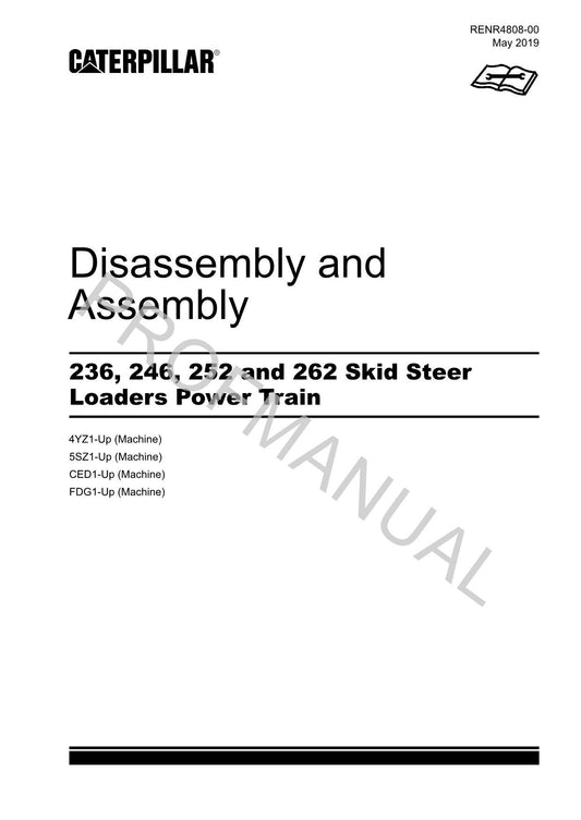 Caterpillar 236 246 252 262 Loader Power Train Service Manual Disassem Assem