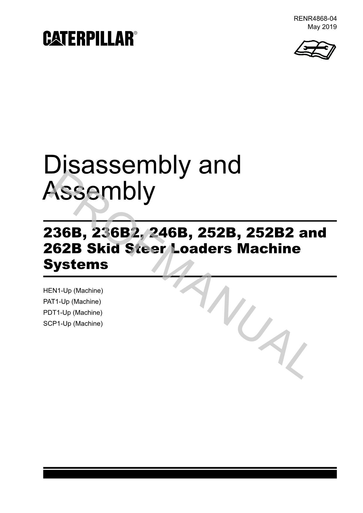 Caterpillar 236B 236B2 246B 252B 252B2 262B Lader Servicehandbuch Demontage Montage