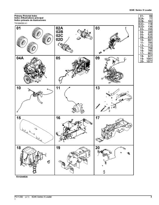 JOHN DEERE 824K SERIES II CRAWLER PARTS CATALOG MANUAL