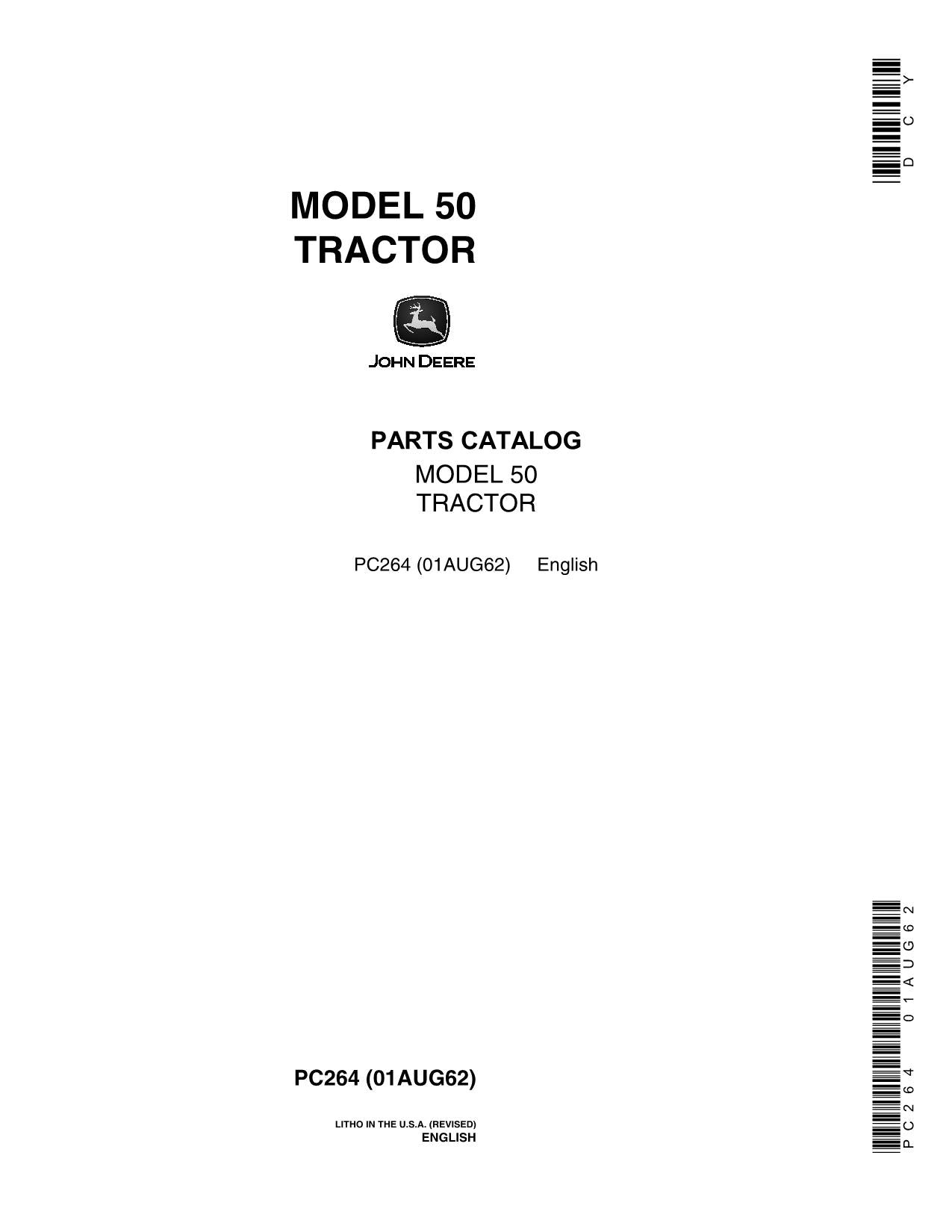 JOHN DEERE 50 TRACTOR PARTS CATALOG MANUAL